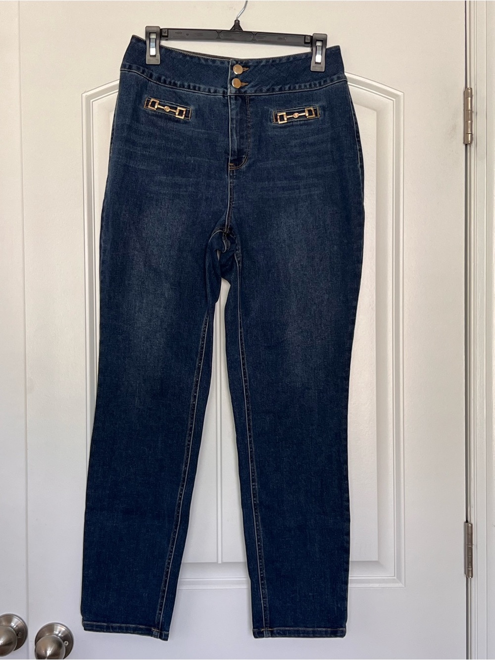 Caché High Rise Horsebit Slim Jeans Size 28